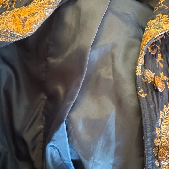 Vintage Brocade Gold Navy Metallic Blazer Jacket Women’s Medium Erin London 90s - Picture 10 of 10